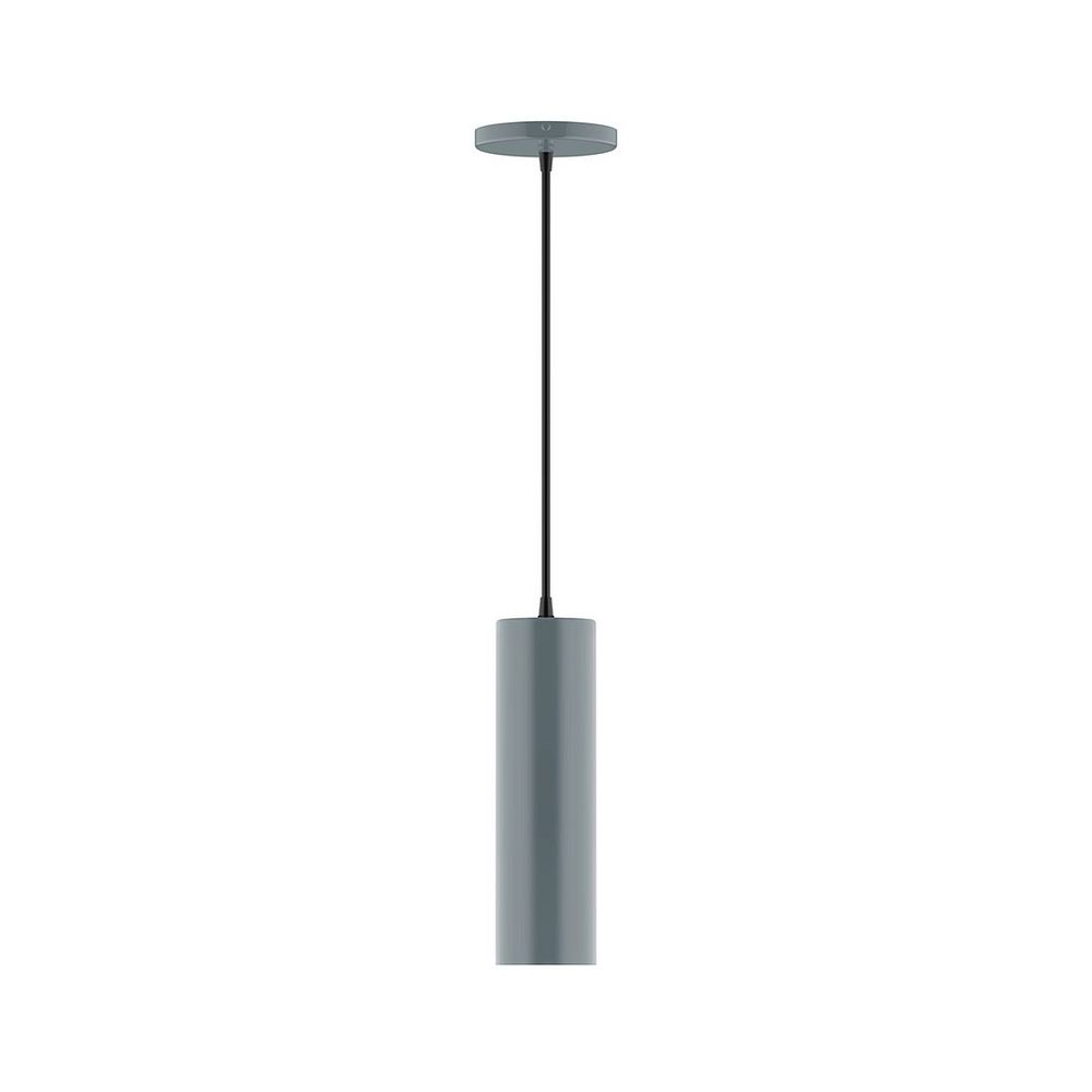 3.5" x 12" Axis Mini Cylinder LED Pendant, navy mini tweed fabric cord with canopy, Slate Gr