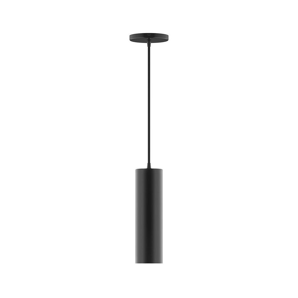 3.5" x 12" Axis Mini Cylinder LED Pendant, polished copper fabric cord with canopy, Black