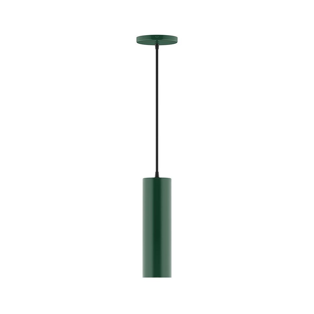 3.5" x 12" Axis Mini Cylinder LED Pendant, neutral argyle fabric cord with canopy, Forest Gr