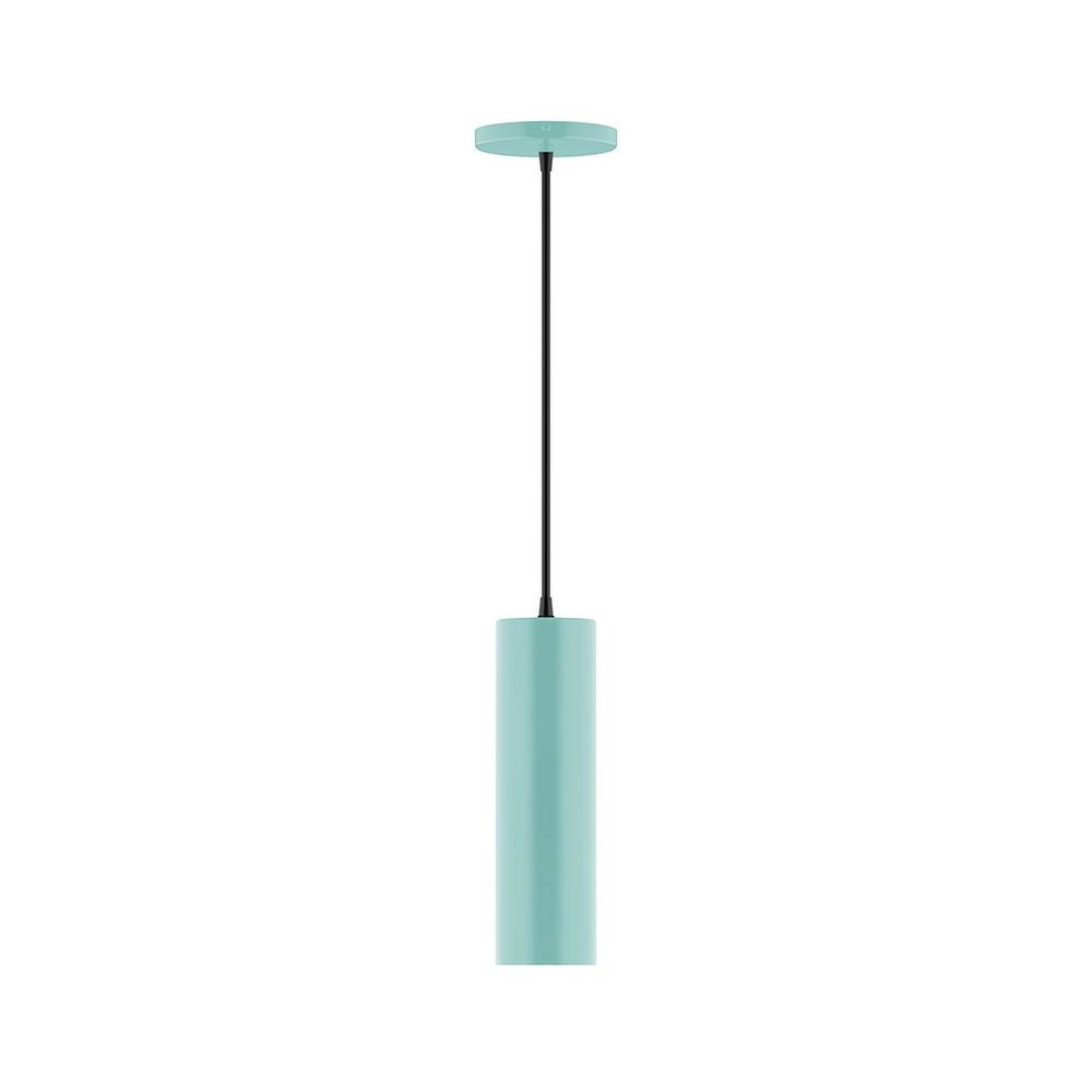 3.5" x 12" Axis Mini Cylinder LED Pendant, navy mini tweed fabric cord with canopy, Sea Gree