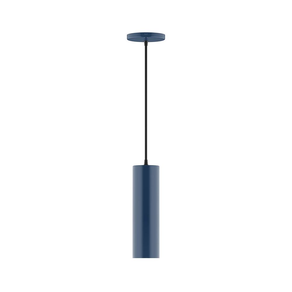 3.5" x 12" Axis Mini Cylinder LED Pendant, navy mini tweed fabric cord with canopy, Navy