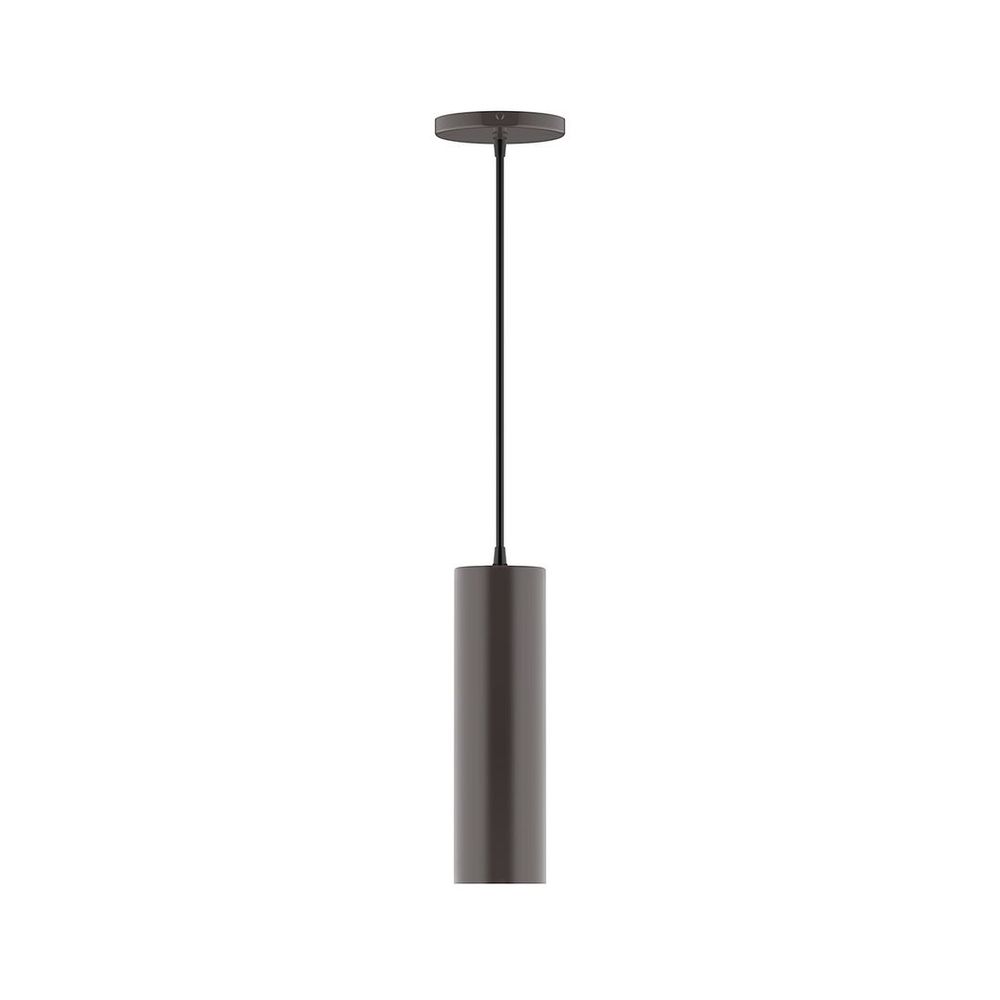 3.5" x 12" Axis Mini Cylinder LED Pendant, black and white houndstooth fabric cord with cano