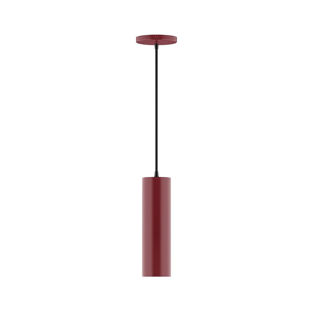 3.5" x 12" Axis Mini Cylinder LED Pendant, red and white zigzag fabric cord with canopy, Bar