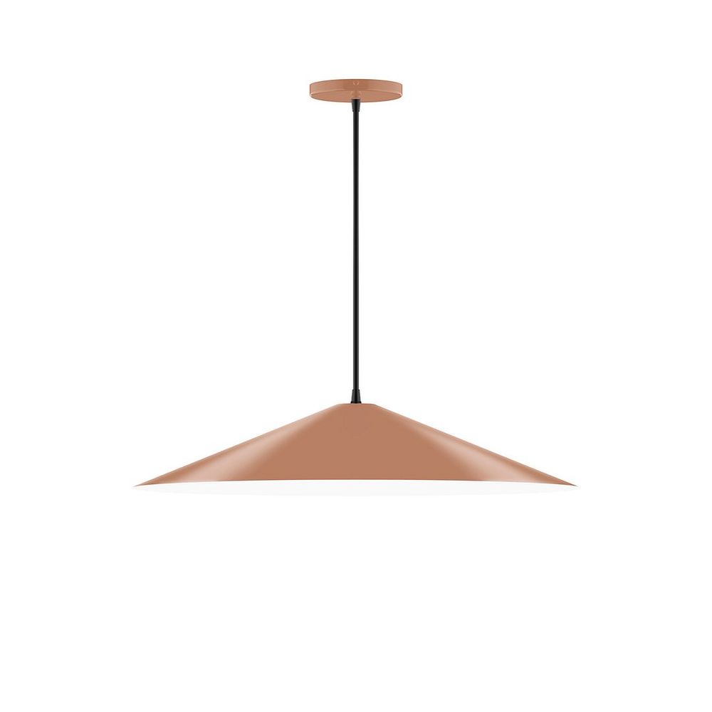 24" Axis Shallow Cone LED Pendant, neutral argyle fabric cord with canopy, Terracotta