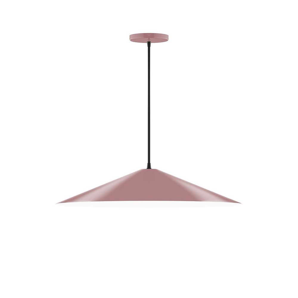 24" Axis Shallow Cone LED Pendant, brown and ivory houndstooth fabric cord with canopy, Mauve