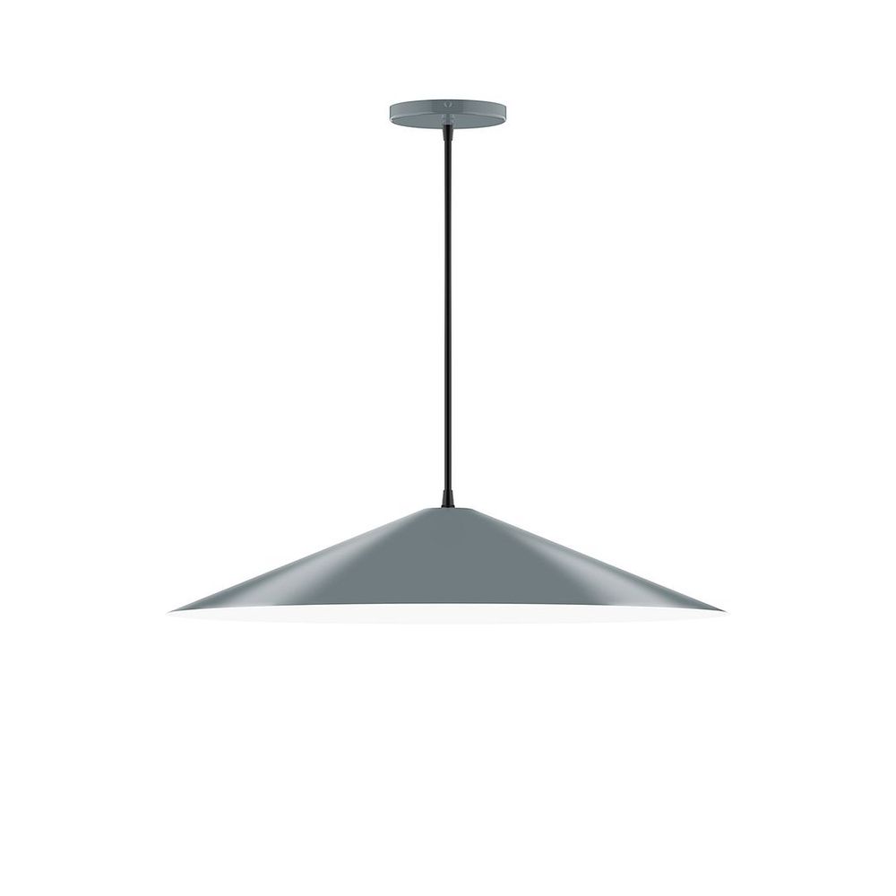 24" Axis Shallow Cone LED Pendant, white cord with canopy, Slate Gray