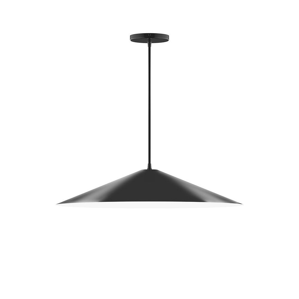 24" Axis Shallow Cone LED Pendant, white cord with canopy, Black