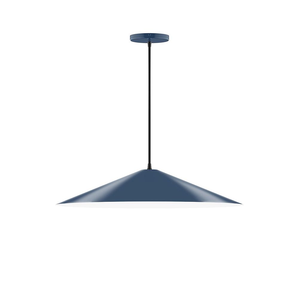 24" Axis Shallow Cone LED Pendant, white cord with canopy, Navy