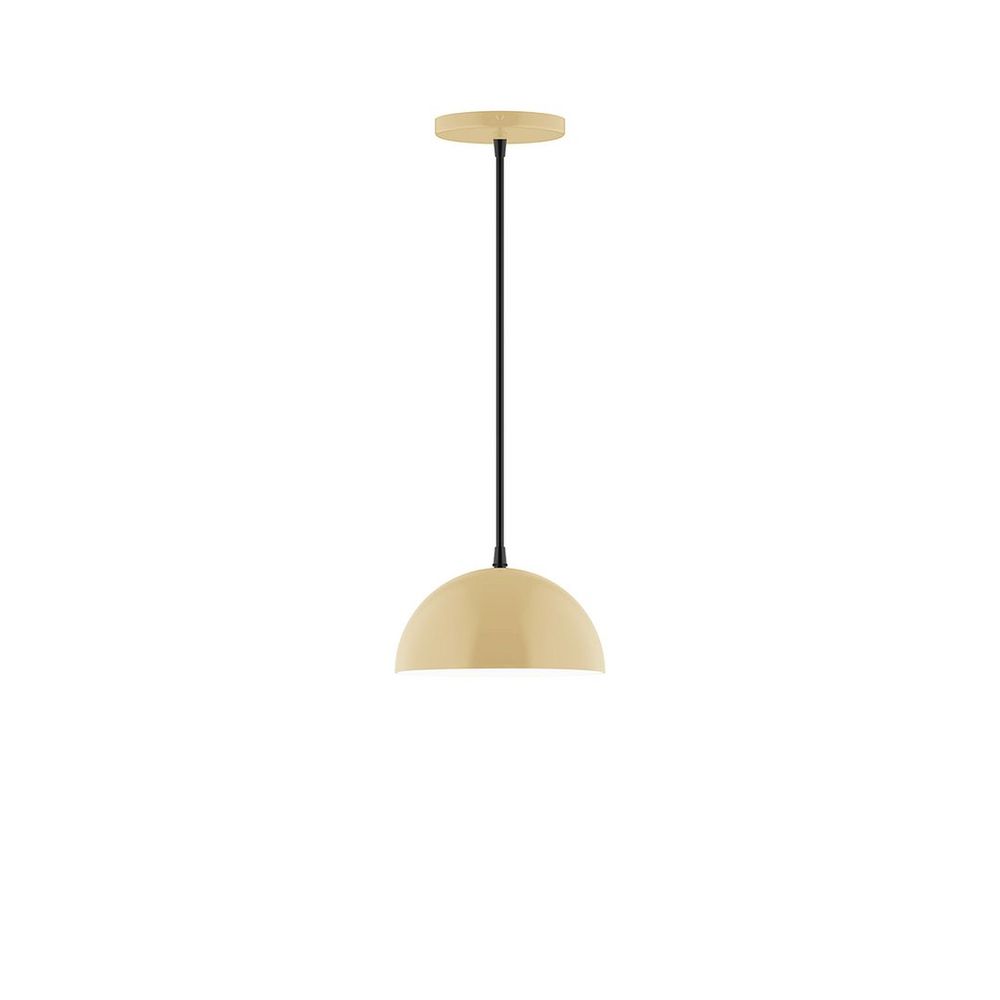 8" Axis Mini Dome LED Pendant, cool tweed fabric cord with canopy, Ivory