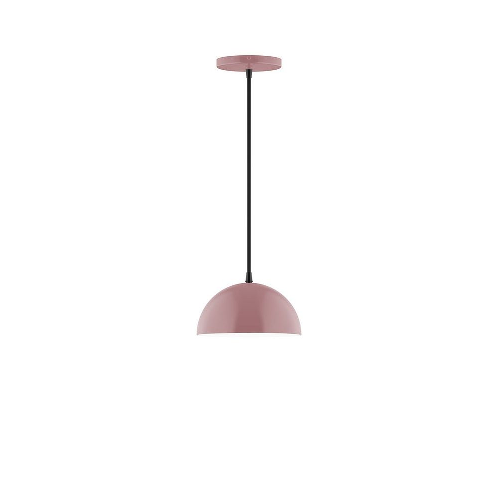 8" Axis Mini Dome LED Pendant, gray fabric cord with canopy, Mauve