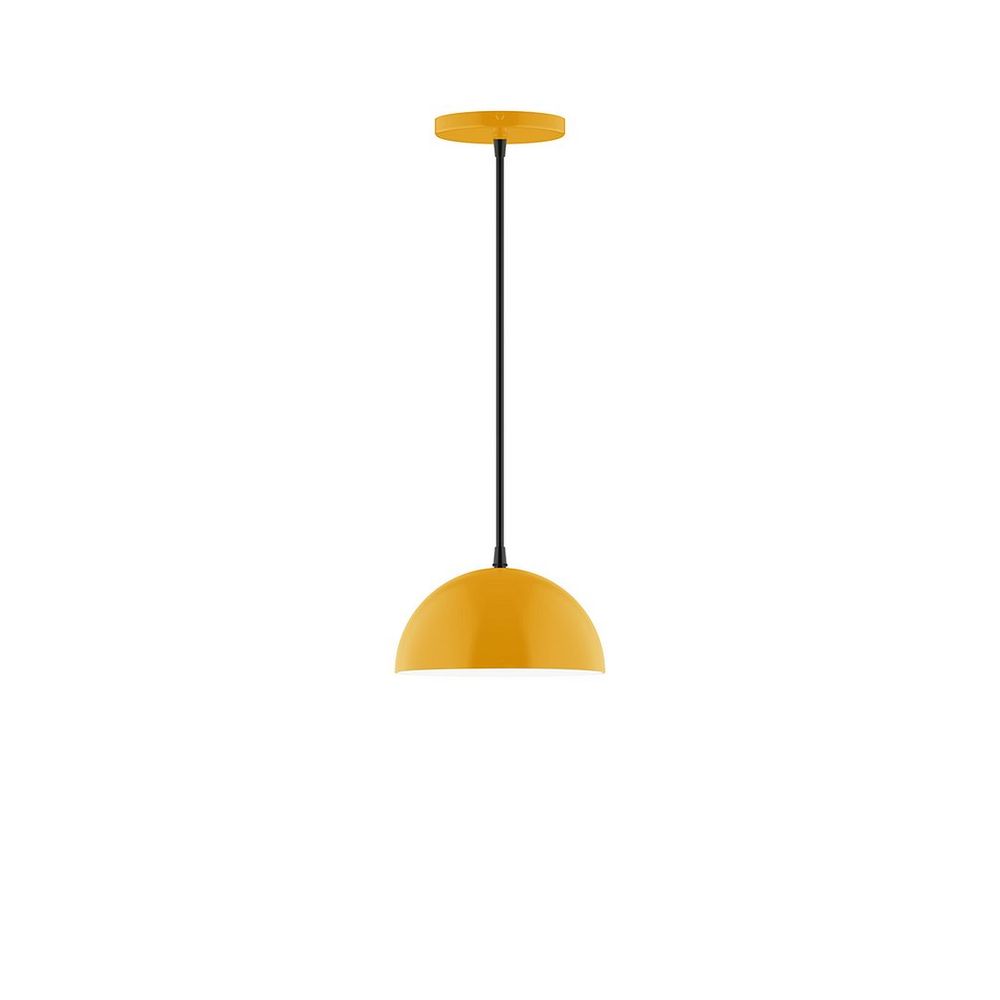 8" Axis Mini Dome LED Pendant, cool tweed fabric cord with canopy, Bright Yellow