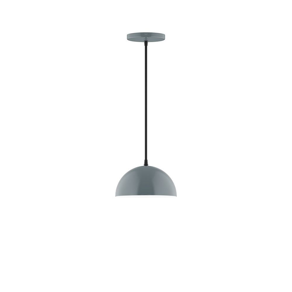 8" Axis Mini Dome LED Pendant, cool tweed fabric cord with canopy, Slate Gray