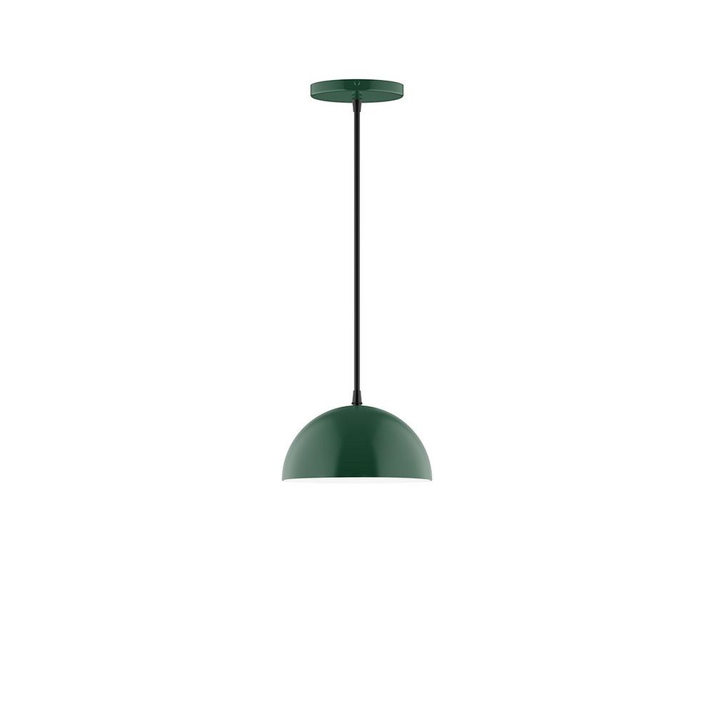 8" Axis Mini Dome LED Pendant, black fabric cord with canopy, Forest Green