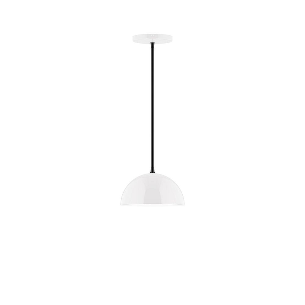 8" Axis Mini Dome LED Pendant, gray fabric cord with canopy, White