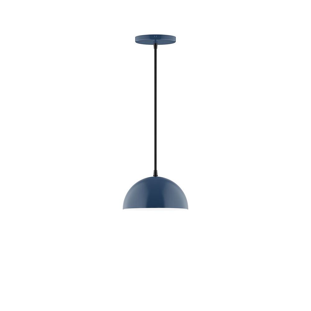 8" Axis Mini Dome LED Pendant, white fabric cord with canopy, Navy