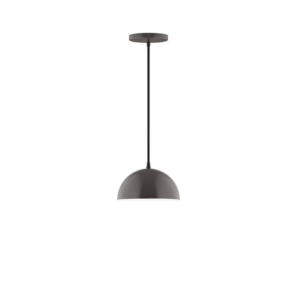 8" Axis Mini Dome LED Pendant, white fabric cord with canopy, Architectural Bronze