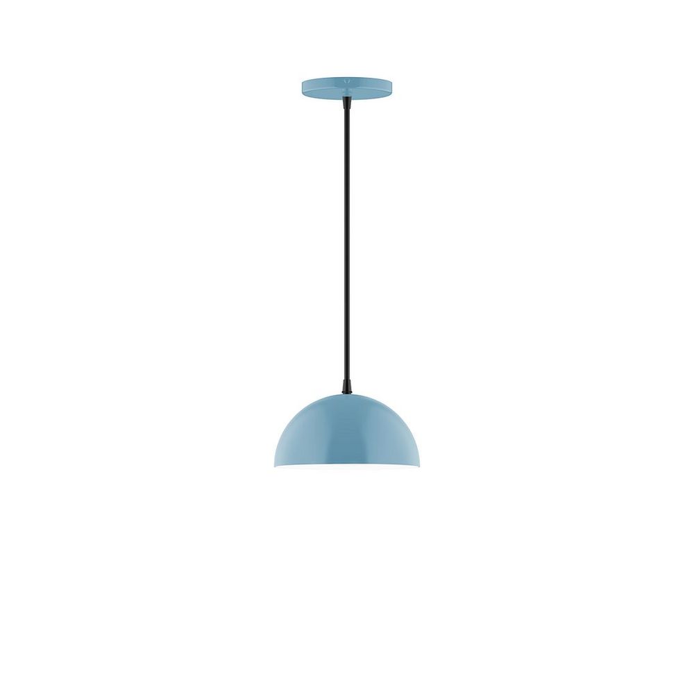 8" Axis Mini Dome LED Pendant, gray fabric cord with canopy, Light Blue