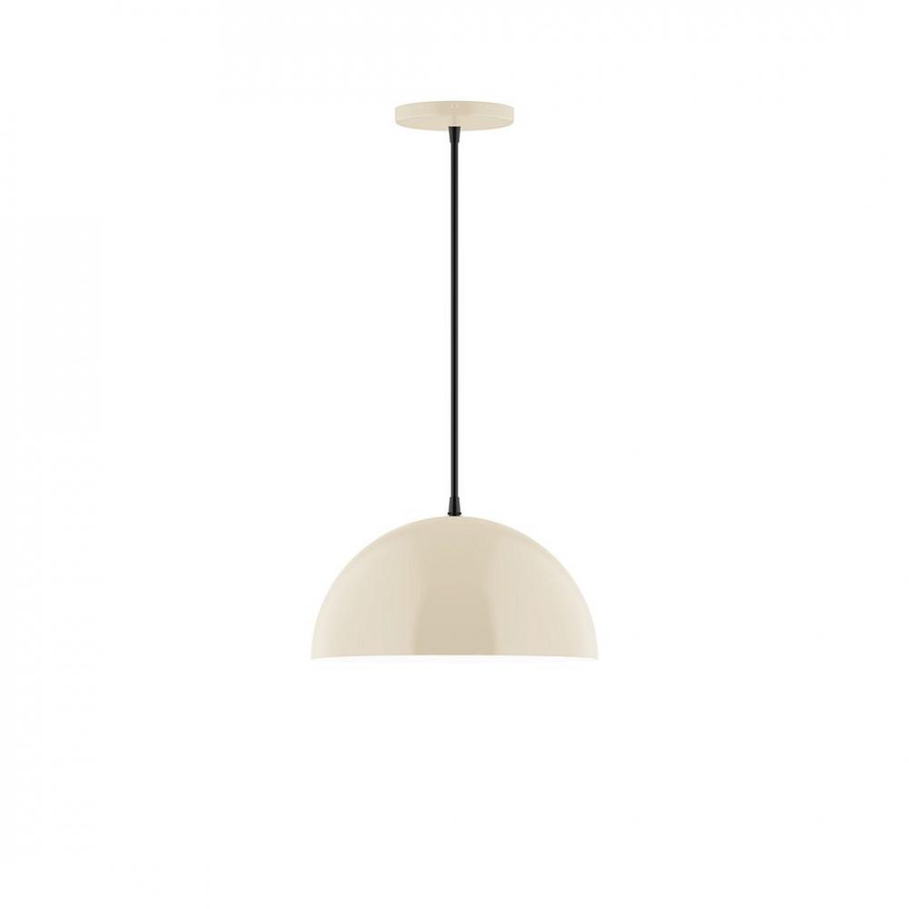 12" Axis Dome LED Pendant, gray fabric cord with canopy, Cream