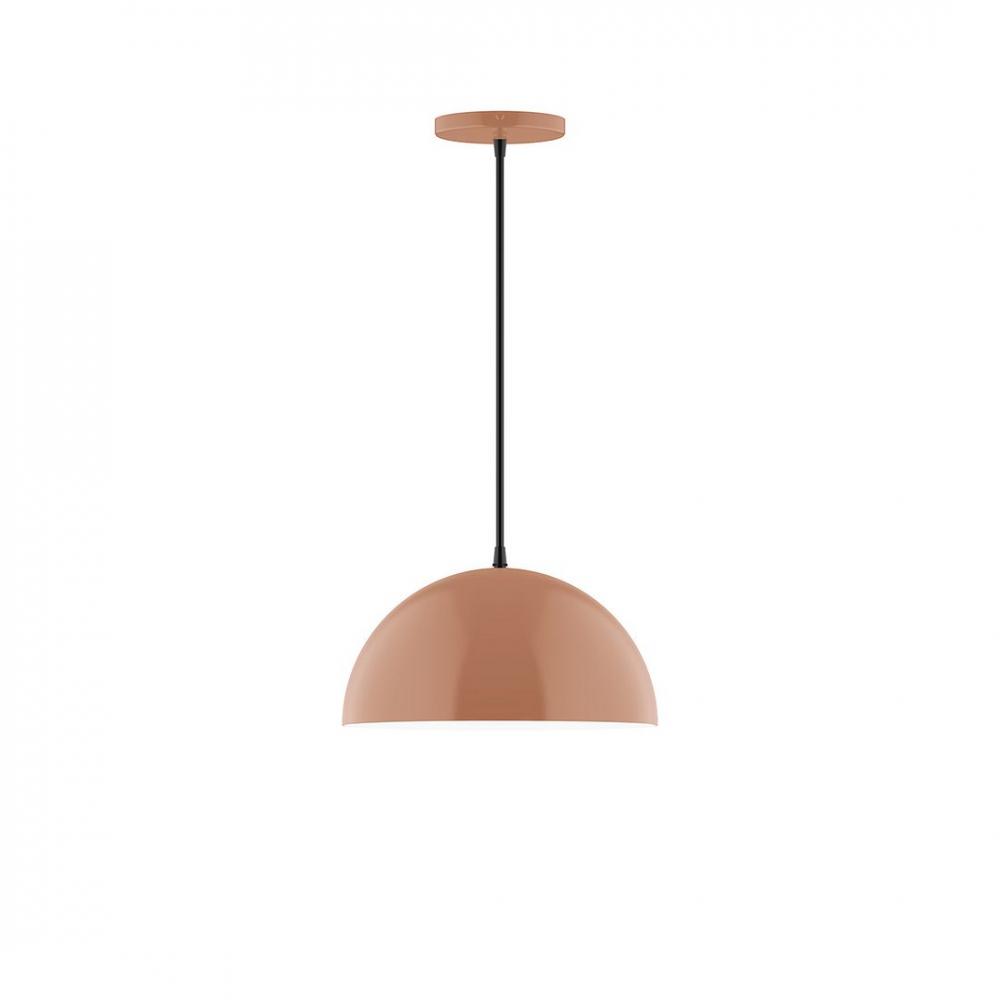 12" Axis Dome LED Pendant, black fabric cord with canopy, Terracotta