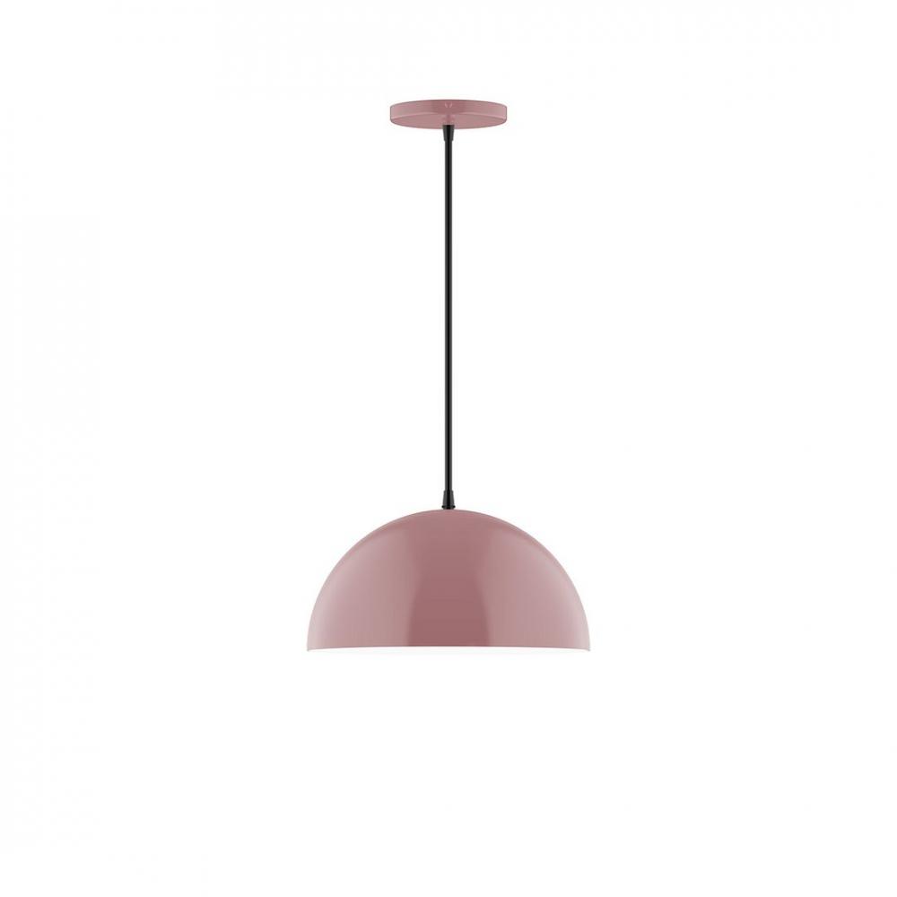 12" Axis Dome LED Pendant, white fabric cord with canopy, Mauve