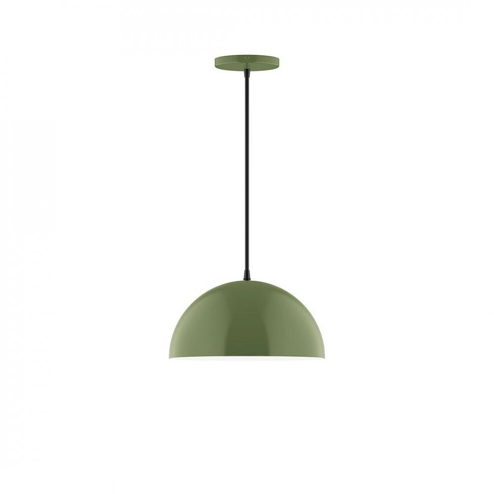 12" Axis Dome LED Pendant, cool tweed fabric cord with canopy, Fern Green