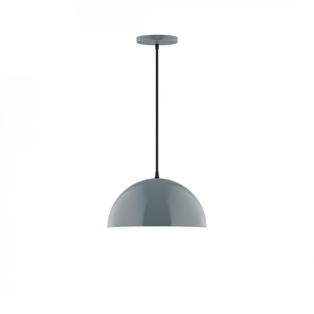 12" Axis Dome LED Pendant, white and gray dot fabric cord with canopy, Slate Gray