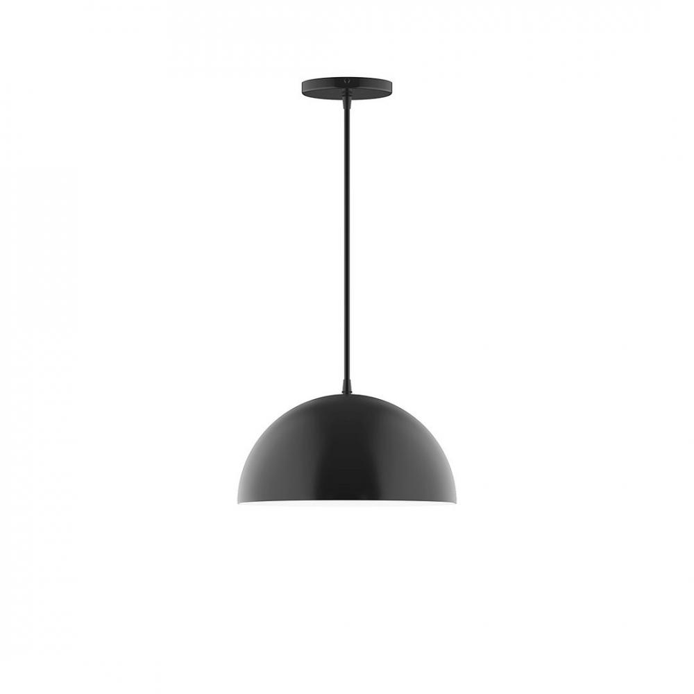 12" Axis Dome LED Pendant, white fabric cord with canopy, Black