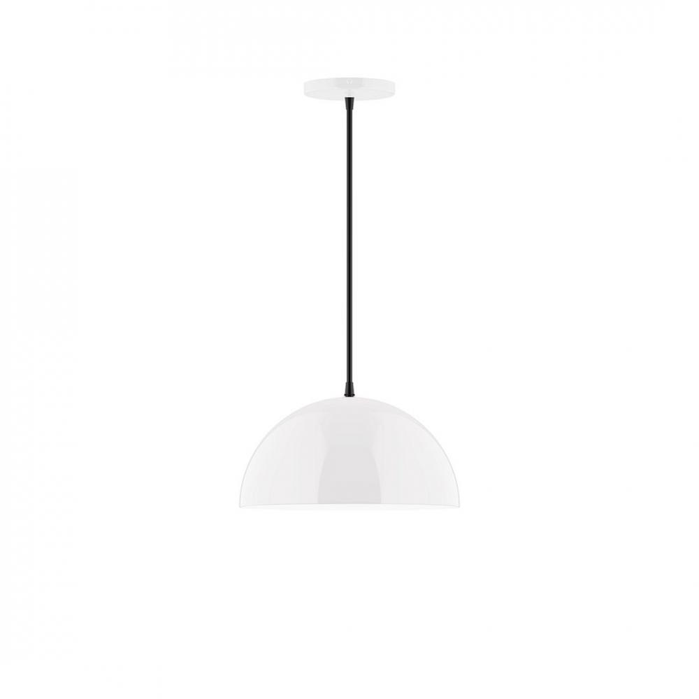 12" Axis Dome LED Pendant, white fabric cord with canopy, White