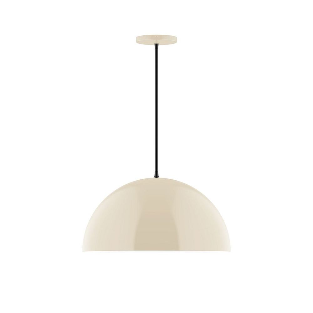 18" Axis Dome LED Pendant, ivory fabric cord with canopy, Cream