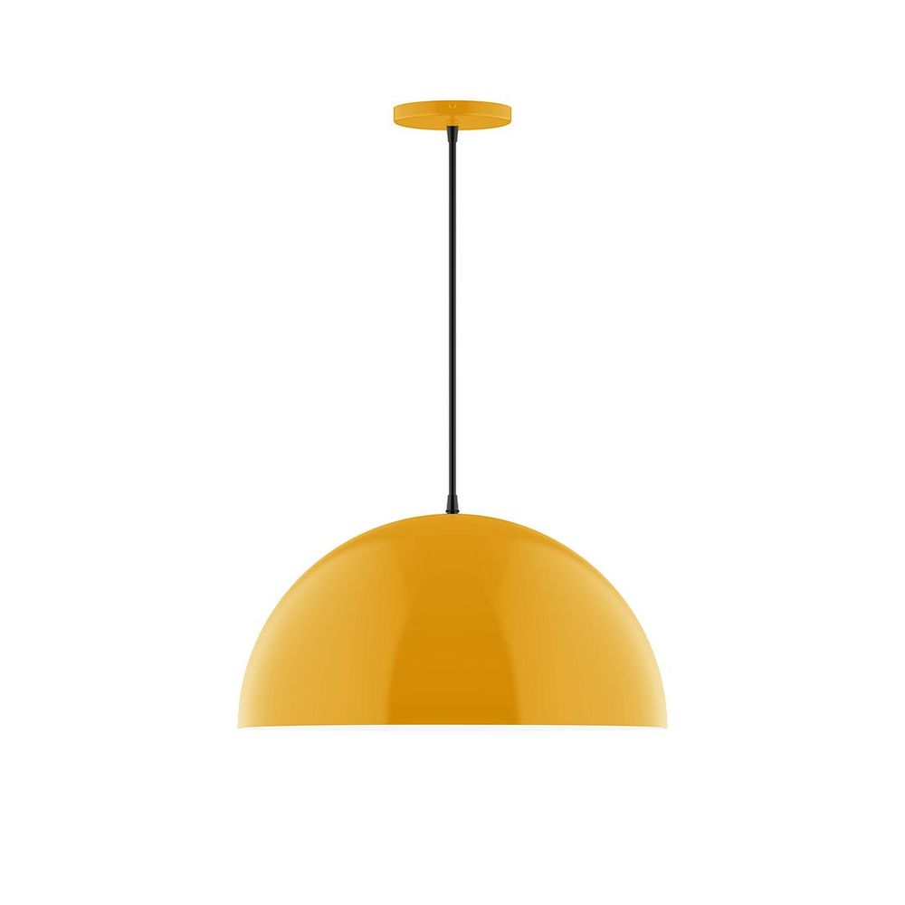 18" Axis Dome LED Pendant, white fabric cord with canopy, Bright Yellow