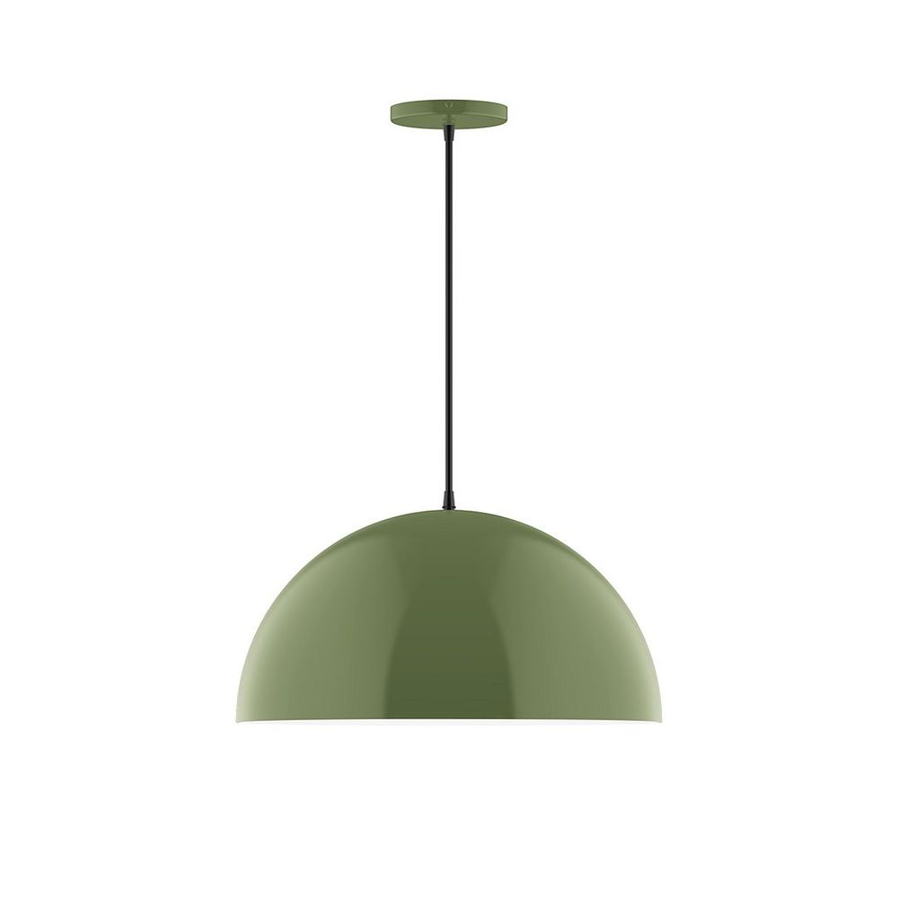 18" Axis Dome LED Pendant, ivory fabric cord with canopy, Fern Green