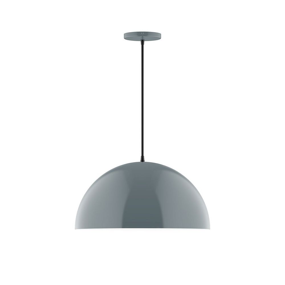 18" Axis Dome LED Pendant, cool tweed fabric cord with canopy, Slate Gray