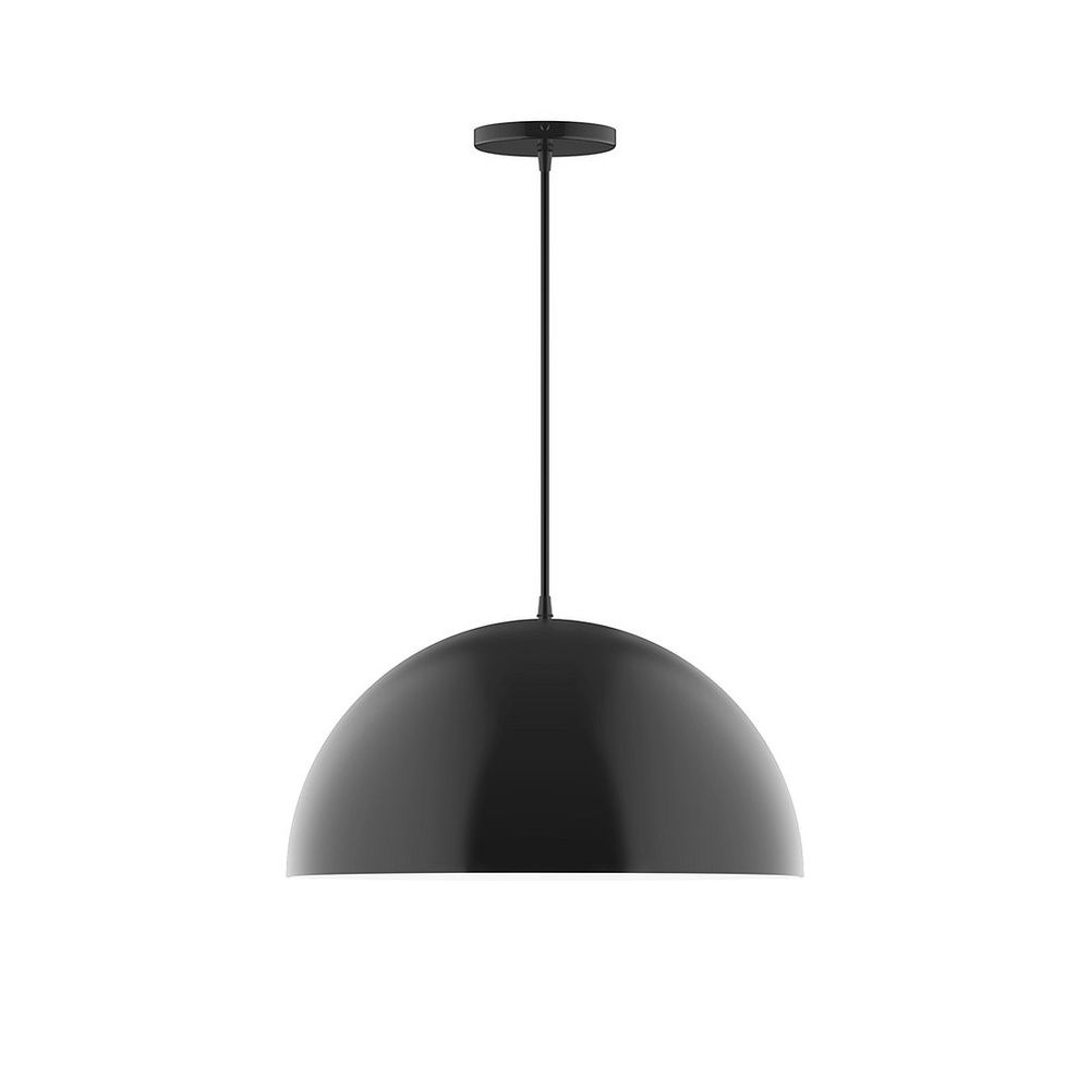 18" Axis Dome LED Pendant, white and gray dot fabric cord with canopy, Black