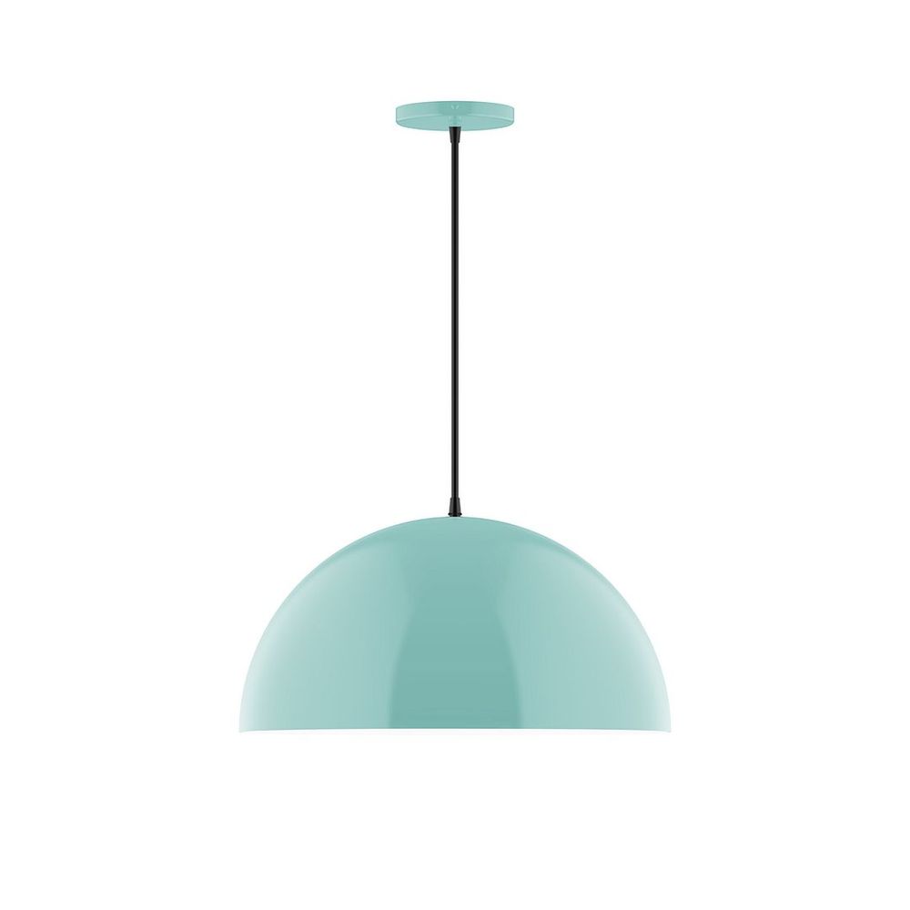 18" Axis Dome LED Pendant, white fabric cord with canopy, Sea Green