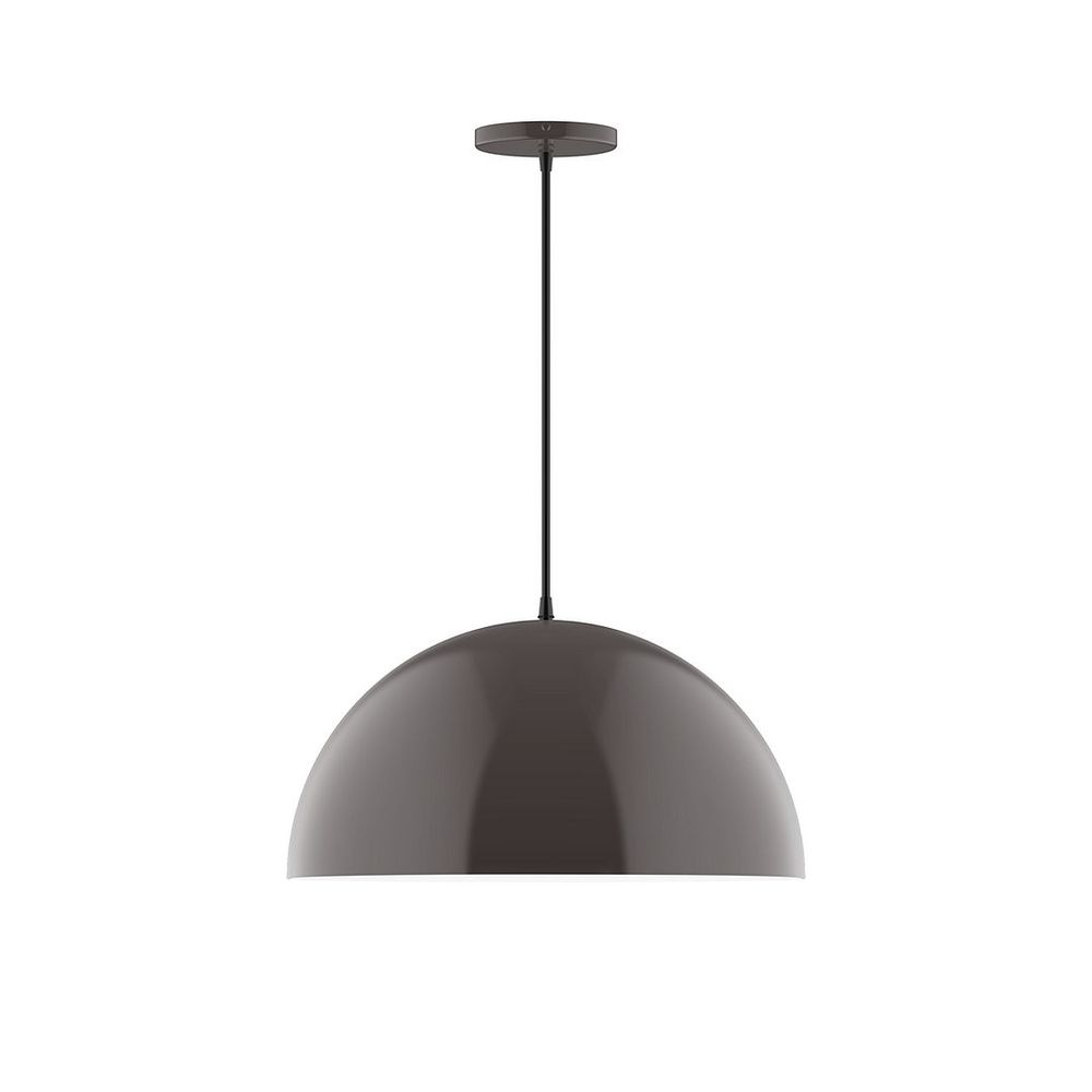 18" Axis Dome LED Pendant, gray fabric cord with canopy, Architectural Bronze