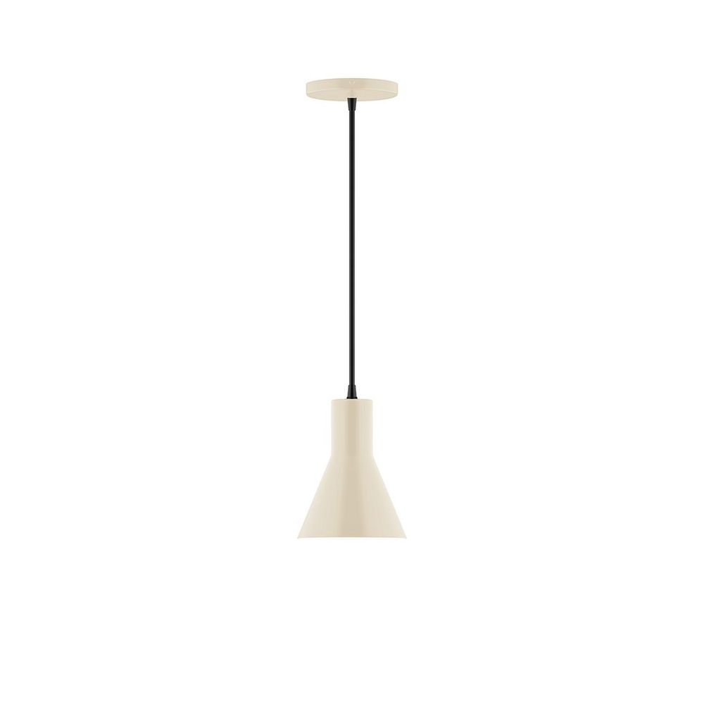 6" Axis Flared Cone LED Pendant, white fabric cord with canopy, Cream