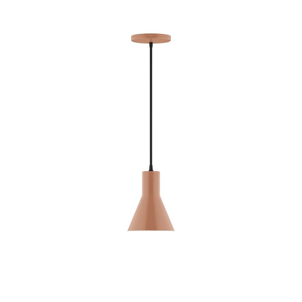 6" Axis Flared Cone LED Pendant, white cord with canopy, Terracotta