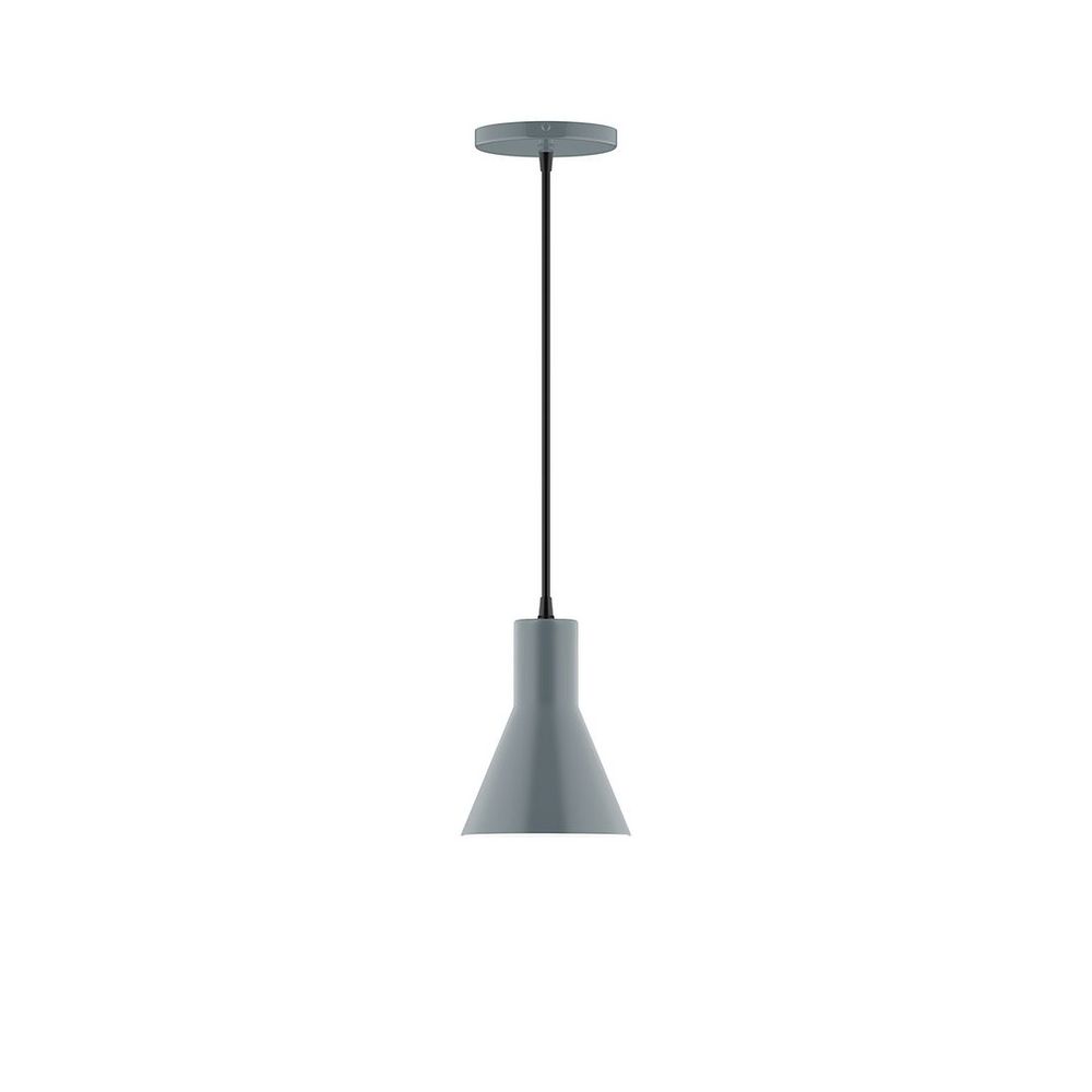 6" Axis Flared Cone LED Pendant, white cord with canopy, Slate Gray