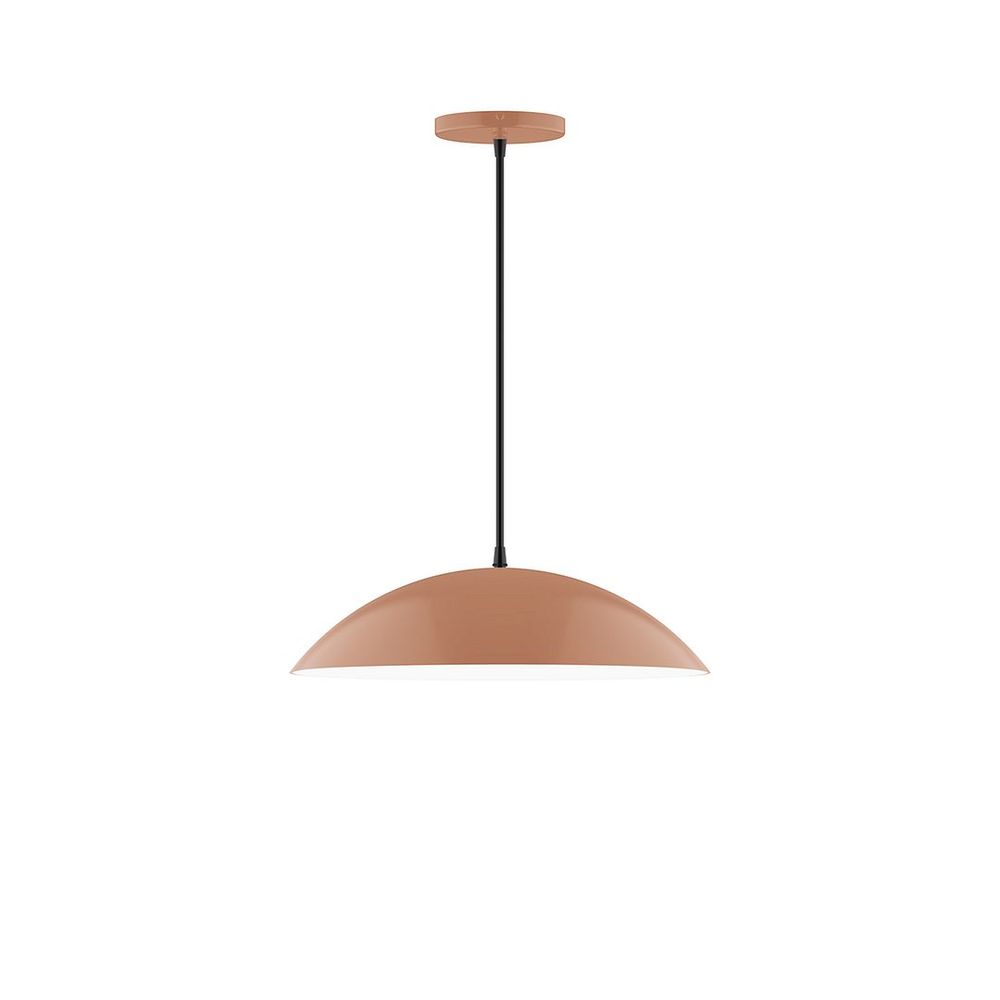 16" Axis Half Dome LED Pendant, neutral argyle fabric cord with canopy, Terracotta