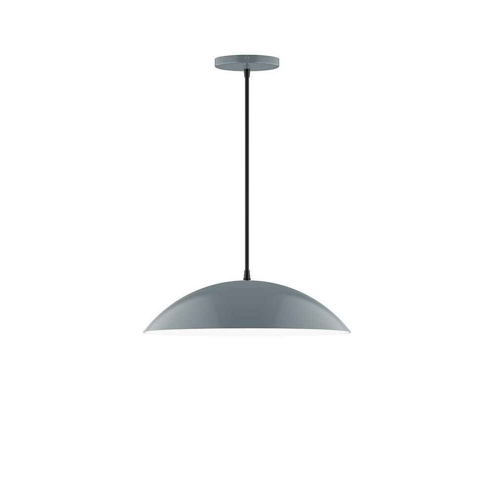 16" Axis Half Dome LED Pendant, navy mini tweed fabric cord with canopy, Slate Gray