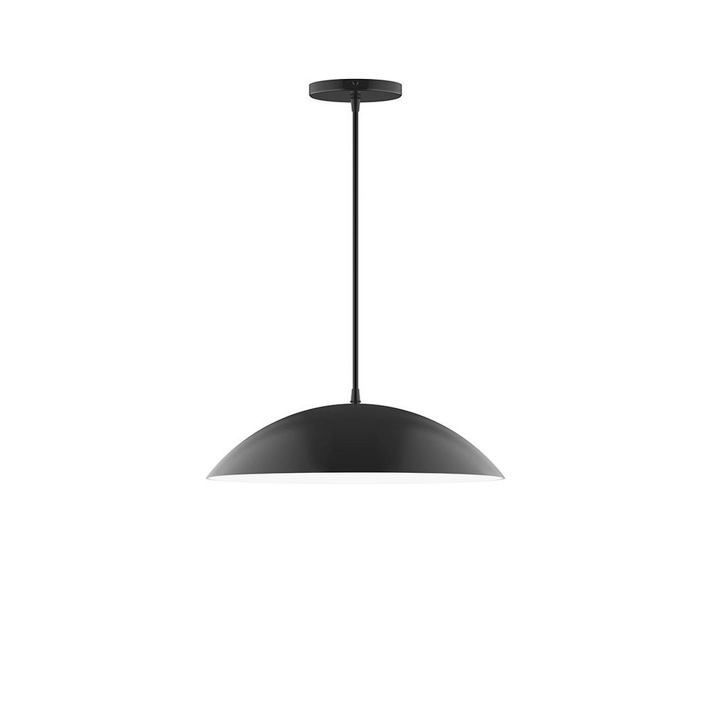 16" Axis Half Dome LED Pendant, white cord with canopy, Black