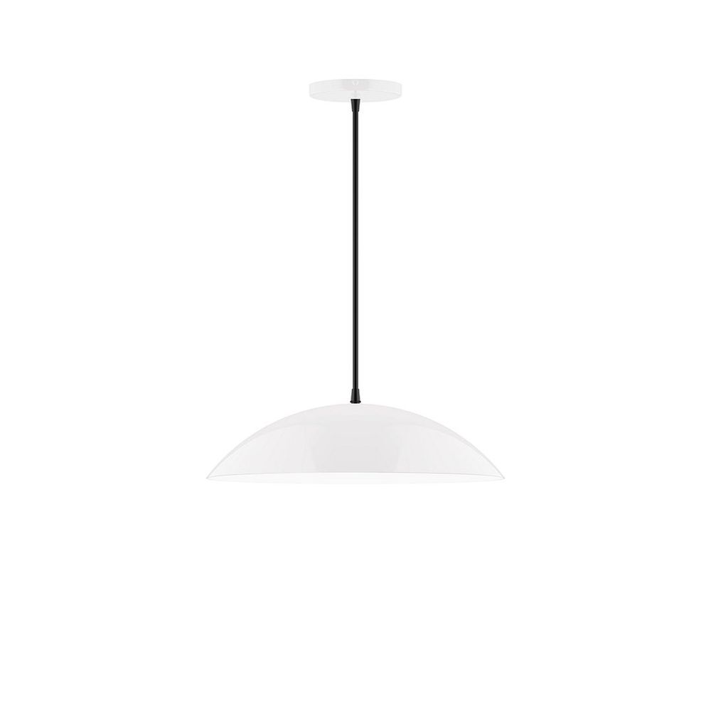 16" Axis Half Dome LED Pendant, navy mini tweed fabric cord with canopy, White