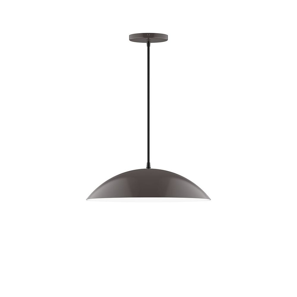 16" Axis Half Dome LED Pendant, navy mini tweed fabric cord with canopy, Architectural Bronze