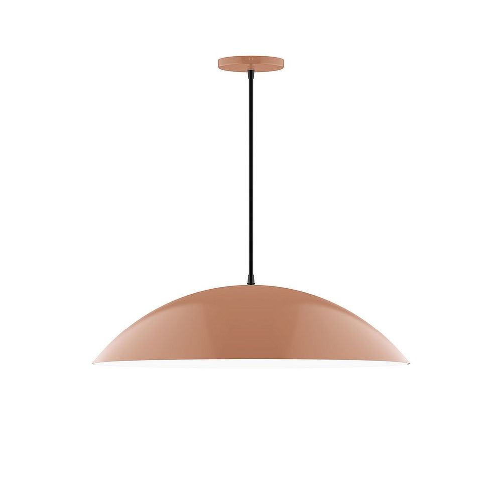 24" Axis Half Dome LED Pendant, polished copper fabric cord with canopy, Terracotta