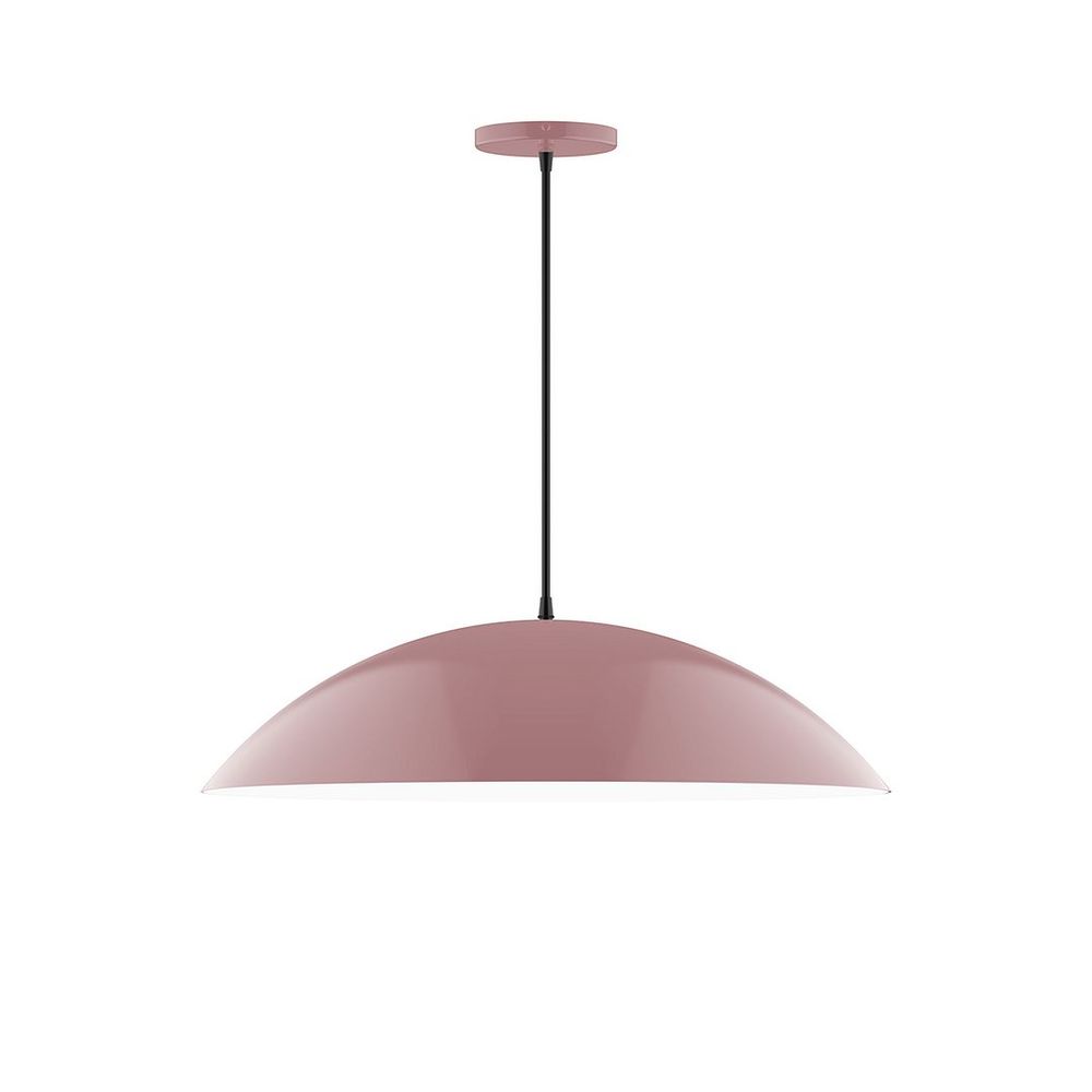 24" Axis Half Dome LED Pendant, polished copper fabric cord with canopy, Mauve