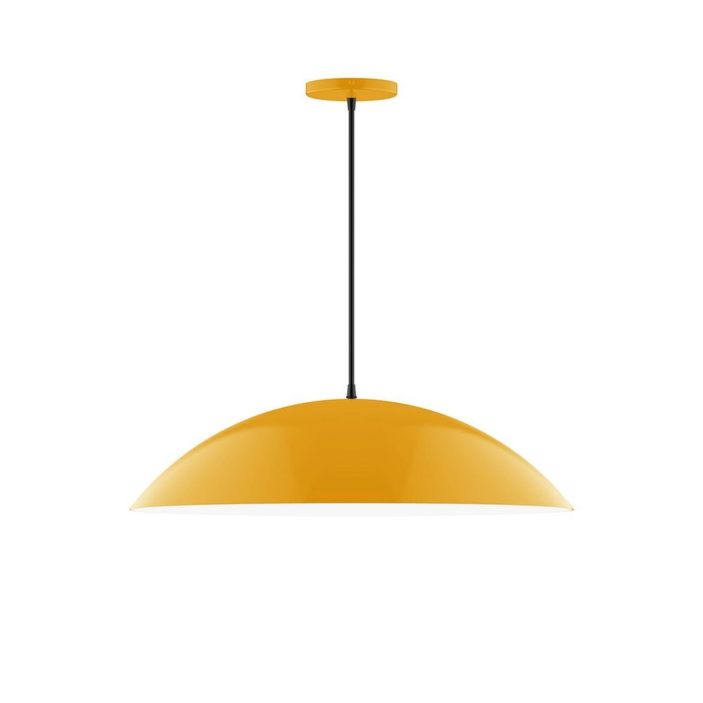 24" Axis Half Dome LED Pendant, white cord with canopy, Bright Yellow