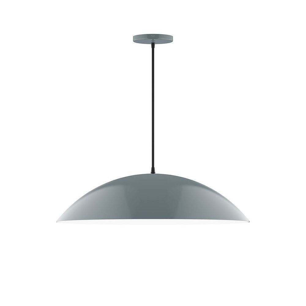 24" Axis Half Dome LED Pendant, polished copper fabric cord with canopy, Slate Gray