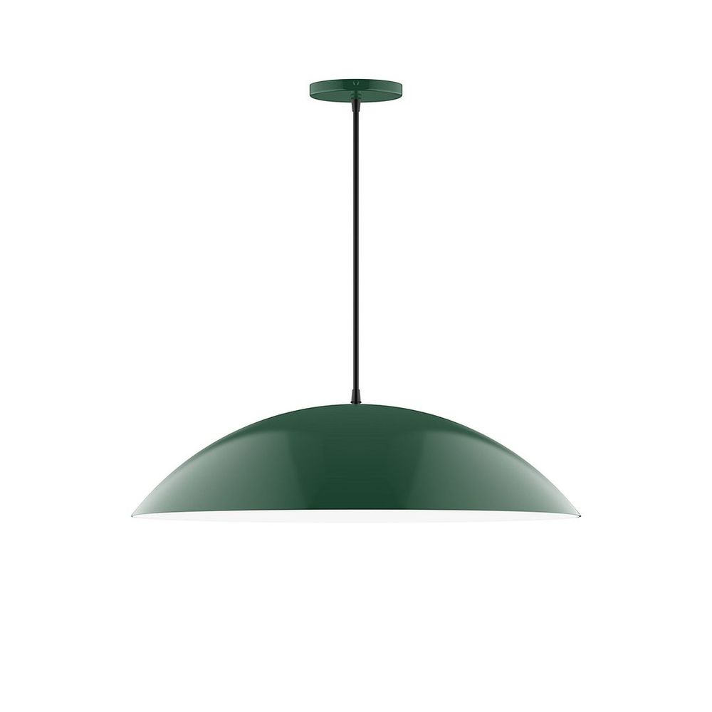 24" Axis Half Dome LED Pendant, white cord with canopy, Forest Green