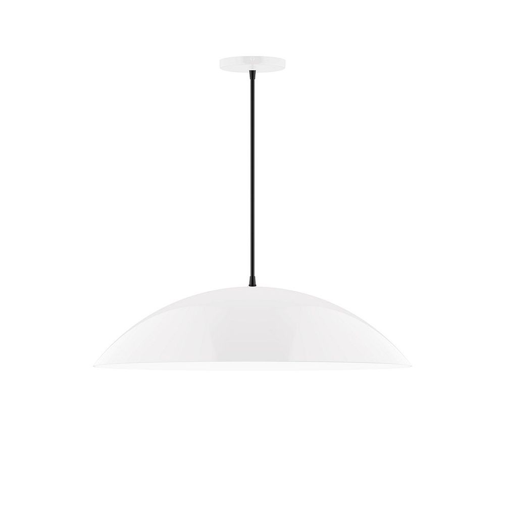 24" Axis Half Dome LED Pendant, polished copper fabric cord with canopy, White