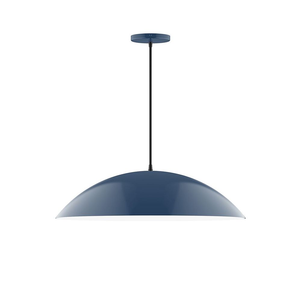 24" Axis Half Dome LED Pendant, navy mini tweed fabric cord with canopy, Navy